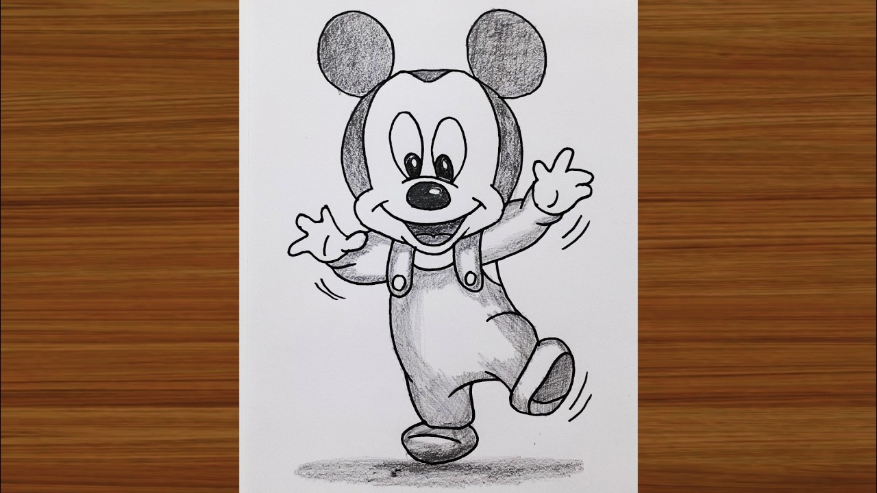 Step-by-step drawing tutorial - How to draw Mickey Mouse - Easy