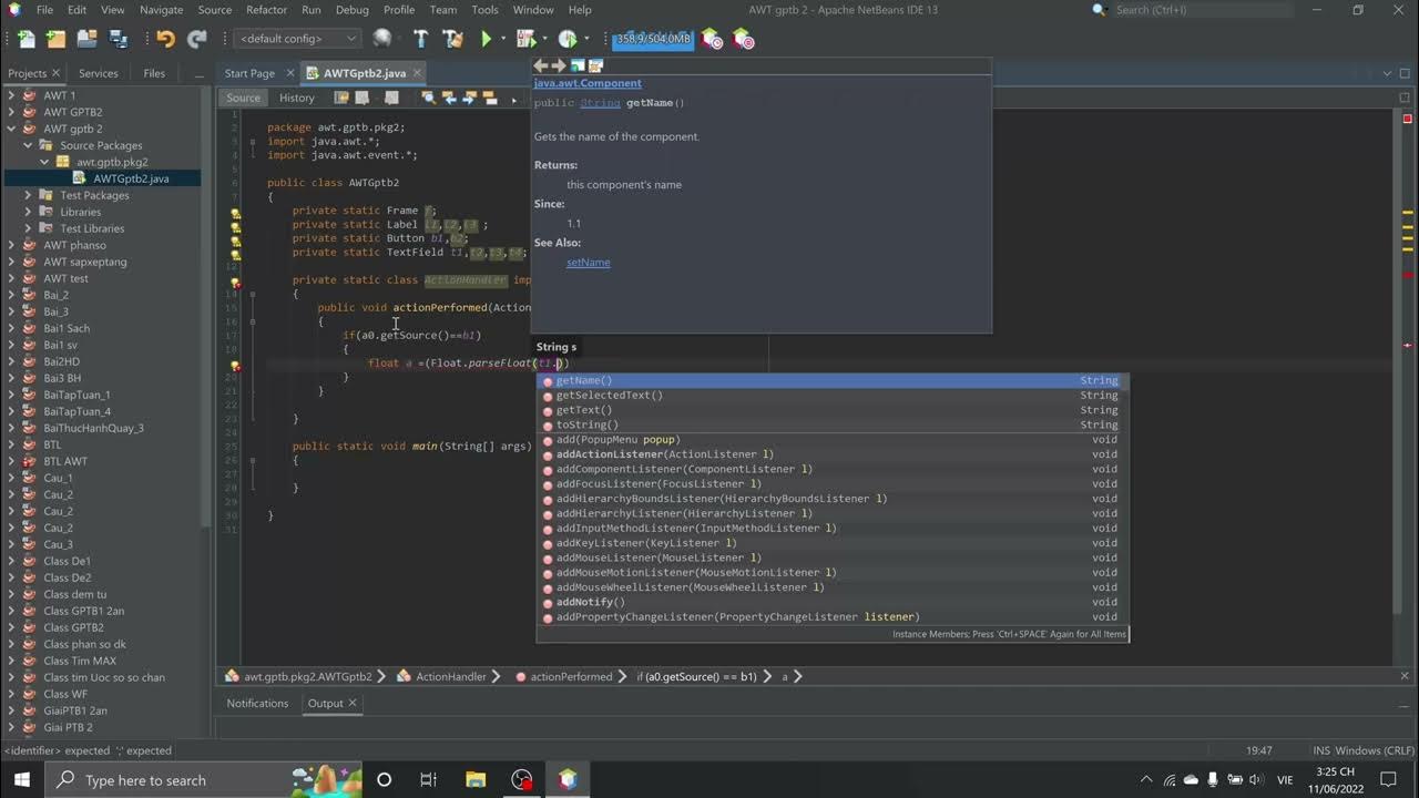 Viết Code Java AWT Giải Phương Trình Bậc 2 - YouTube