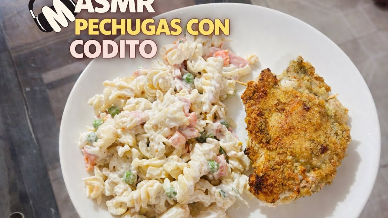 🍝🫧🩷 ASMR на испанском | Ем куриные грудки с макаронами-локтями 🥱💫🌙