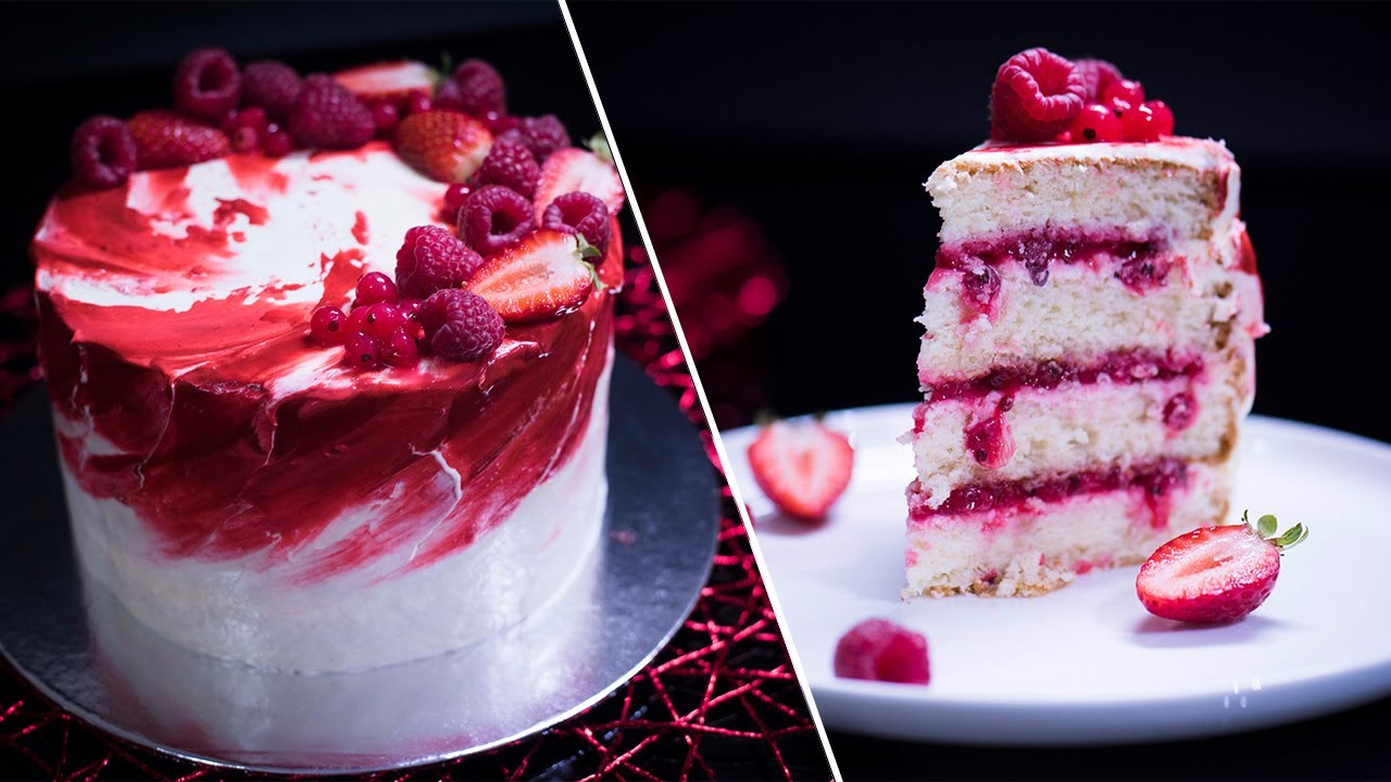 Tort de Vanilie cu Coacăze Roșii + Efectul de Acuarelă | Momente Delicioase cu Beatricia