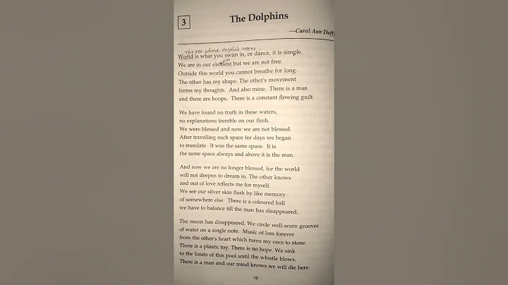 The dolphins by carol ann duffey.?..