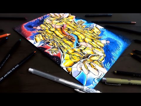 Como colorir as armaduras de ouro (Cavaleiros dos Zodíaco) Saga & Kanon