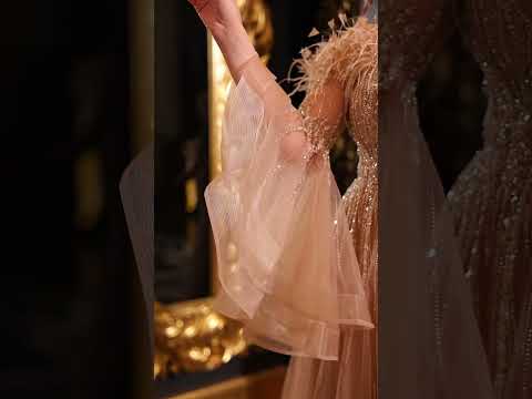 فستان سهره فخم بقصة اكمام ملفته