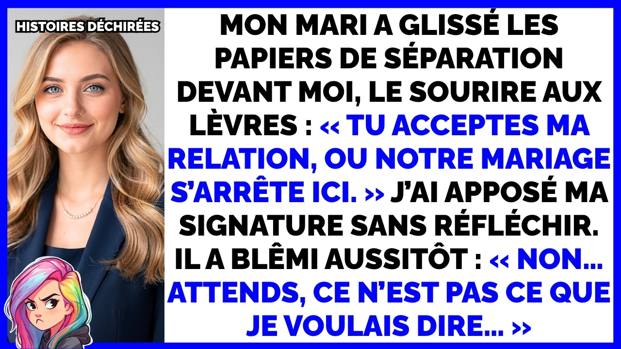Il me tend le divorce en souriant… je signe sans hésiter, et son visage pâlit aussitôt de panique