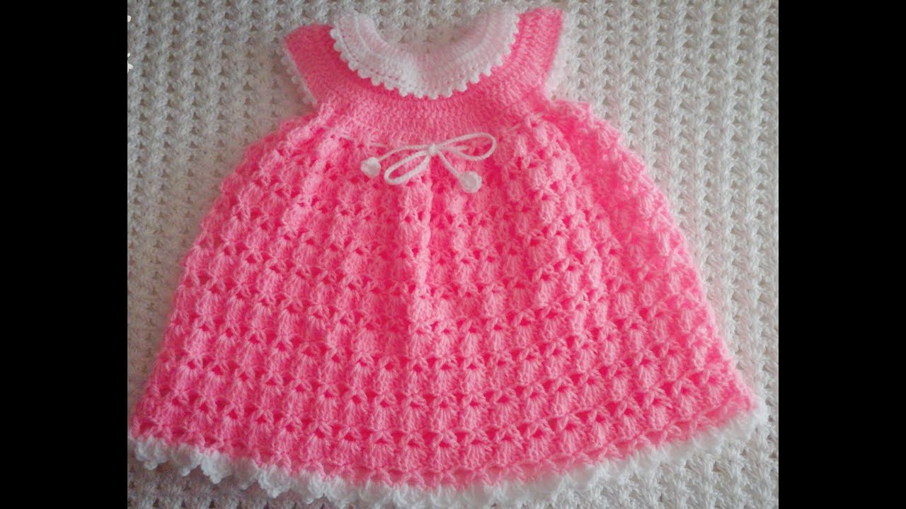 How To Crochet A Baby Dress For 0 3 Months Sinhala Youtube Crochet Baby Baby Month By Month Baby Dress