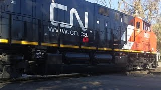 CN 3027, a Tier 4 Gevo Leads a Stack Train, W. Chicago, IL