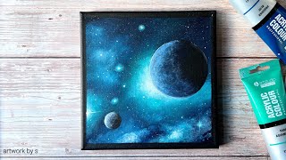 Easy Way to Paint Galaxy Space / Acrylic Painting for Beginners Step by Step / Black Canvas Painting