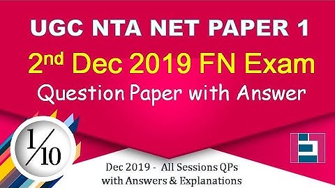 2 Dec 2019 FN session UGC NTA NET Question paper with answers