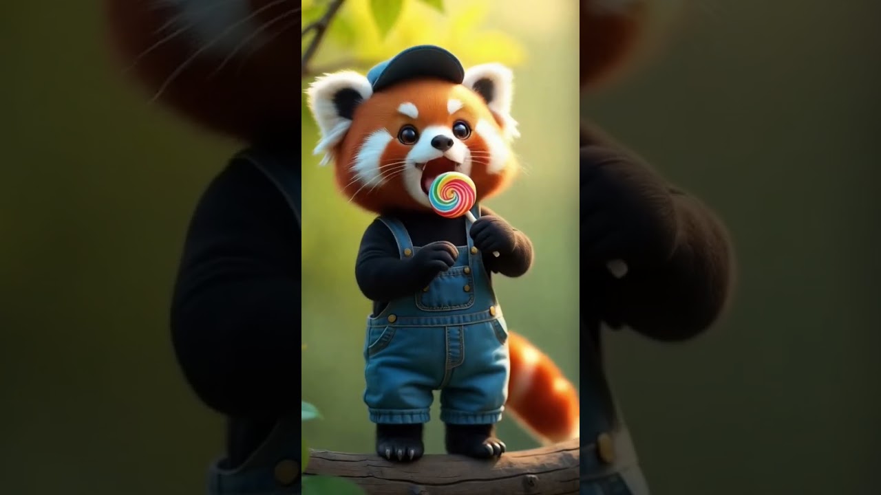 "Cutest Red Panda Ever | Eating lollipop! 🦊🍭"#subscribe #shorts #subscribe#ai
