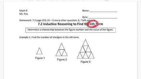 7.2 Inductive Reasoning to Find the nth Term