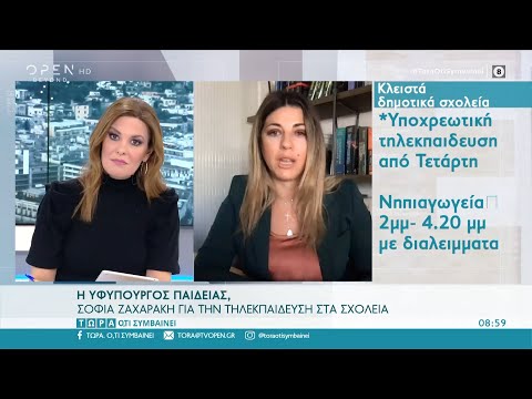 Η υφυπουργός Παιδείας Σοφία Ζαχαράκη για σχολεία την τηλεκπαίδευση | Τώρα ό,τι συμβαίνει | OPEN TV