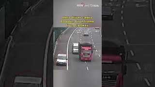 Hero driver clears 80 pound iron frame from highway