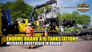 #BRANDBIJTANKSTATION | MEERDERE VOERTUIGEN IN BRAND BIJ TANKSTATION A16