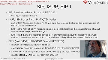 "OpenSIPS SIP-I, the ISUP, many Carriers, and FreeSWITCH". Giovanni Maruzzelli, OpenTelecom.it