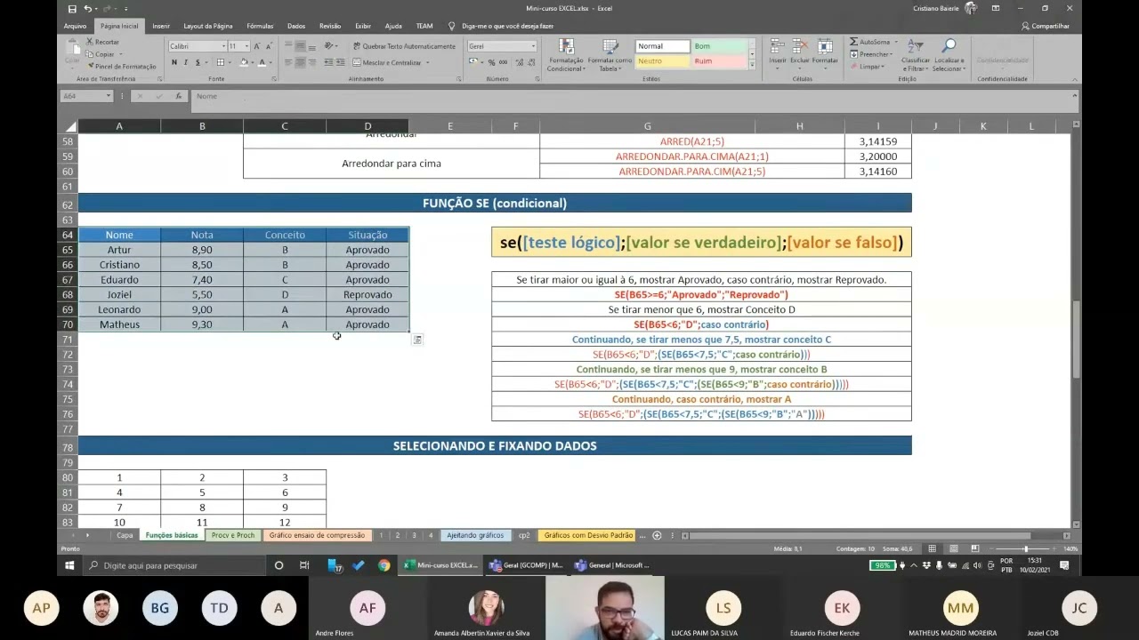 Minicurso treinamento GCOMP EXCEL com Cristiano Baierle