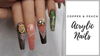 COPPER &amp; PEACH ACRYLIC NAILS | Nail Tutorial | The Polished Lily