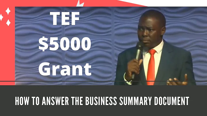 How to Answer the Business Summary Document of Tony Elumelu Foundation $5000 Grant