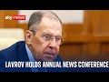 Russian foreign minister sergei lavrov holds annual news conference