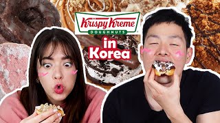 Trying Every Krispy Kreme Korea Donut (Korean Donut Mukbang)