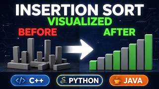 Insertion Sort Algorithm Visualized | Step-by-Step Animation with Code in C++, Java, Python