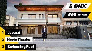 500 Sq Yard 5 BHK Modern House With Personal Swimming Pool, Jacuzzi And Movie Theatre