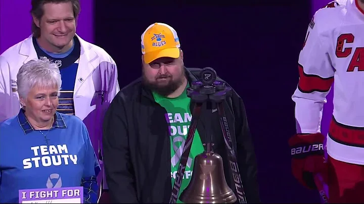 Allen Stout rings the bell at Hockey Fights Cancer...