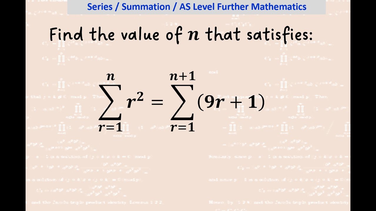 Advanced Summation Math Series / Summation / AS Level Further Mathematics - YouTube