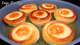 картинка: 🍮 ПЫШНЫЕ ОЛАДЬИ СЫРНИКИ 2 в 1 за 10 минут на завтрак Тесто на кефире оладьи с начинкой ЛюдаИзиКук