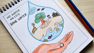 Save water poster drawing easy |How to draw save water drawing step by step |world water day | artYo