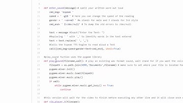 Python text to speech, play sound track or video