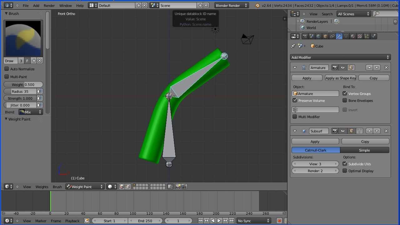 Blender Armature Tutorial a Tube Using Vertex Groups and Weight Painting YouTube