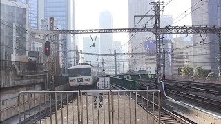 【前列車との間隔約1分】新橋駅を通過する踊り子号