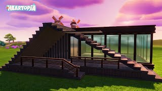 Building A Black Modern House With Angled Roof In Heartopia