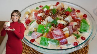 A Super Creamy MEXICAN CHRISTMAS FRUIT and JELLO  SALAD, you must take to your next gathering