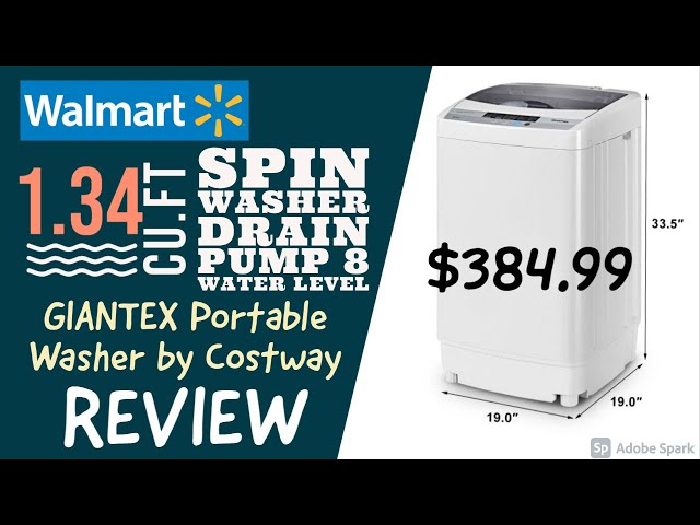 Portable Compact Washing Machine 1.34 Cu.ft Spin Washer Drain Pump 8 Water  Level