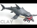 How to make A MEGALODON EATING A TREX with plasticine or clay in steps - My Clay World