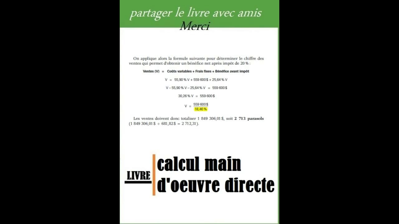 calcul main d'oeuvre directe pdf YouTube calcul main d'oeuvre directe pdf YouTube