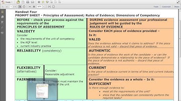 Applying Rules of Evidence and principles of Assessment