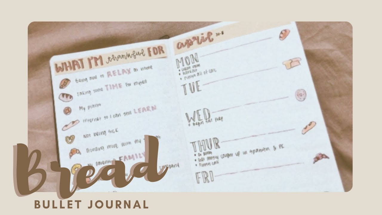 🥐 how to make a bread themed bullet journal spread 🍞 YouTube