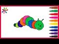 Рисуем разноцветную гусеницу . We draw a multi-colored caterpillar.Раскраски для детей.