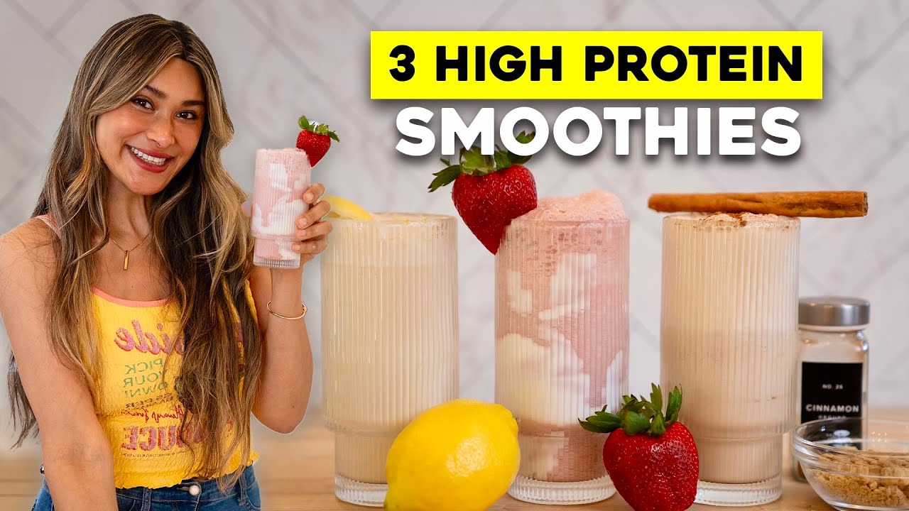 3 Easy High Protein Smoothies! Lemon Cheesecake, Erewhon Hailey Bieber, Cinnamon Roll