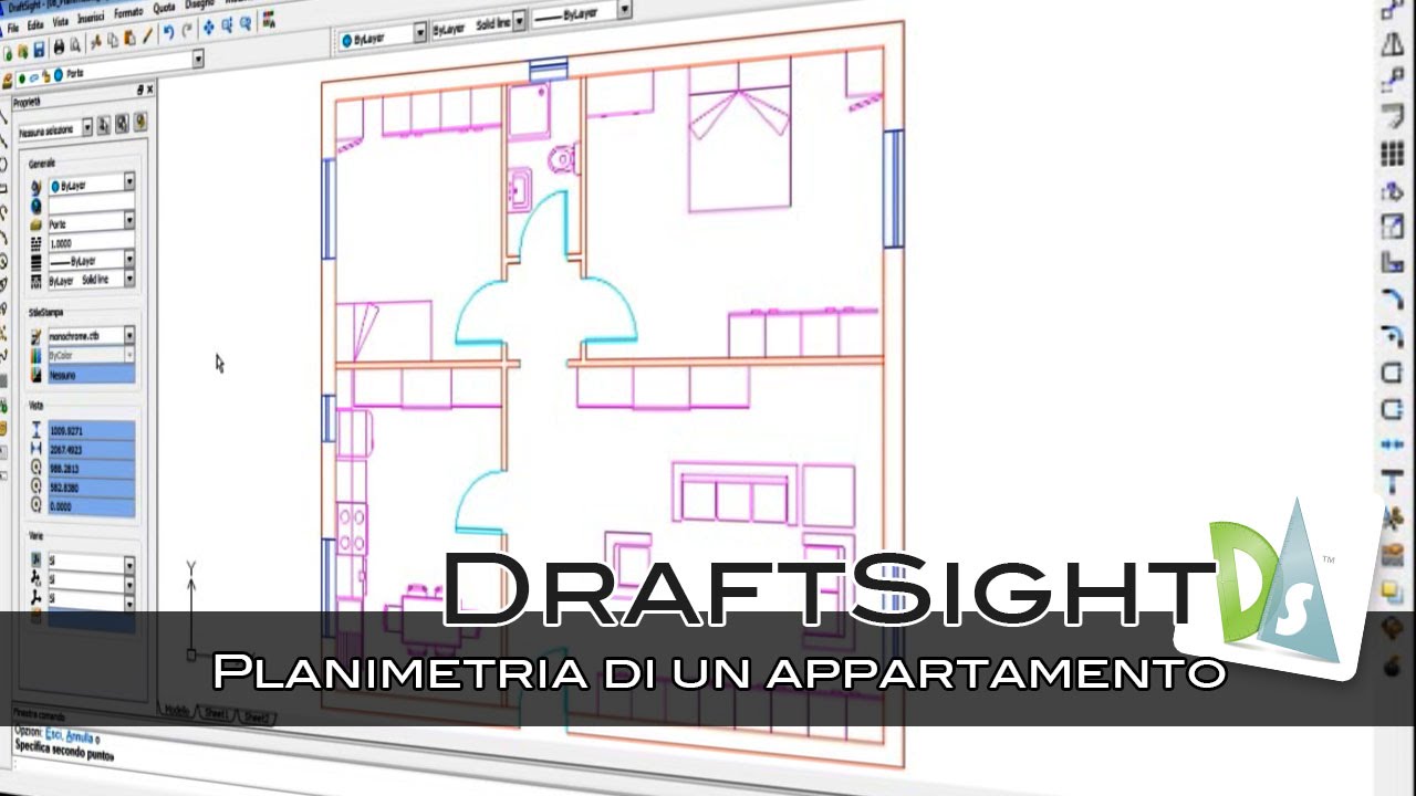 Draftsight planimetria di un appartamento youtube Disegnare planimetria casa gratis