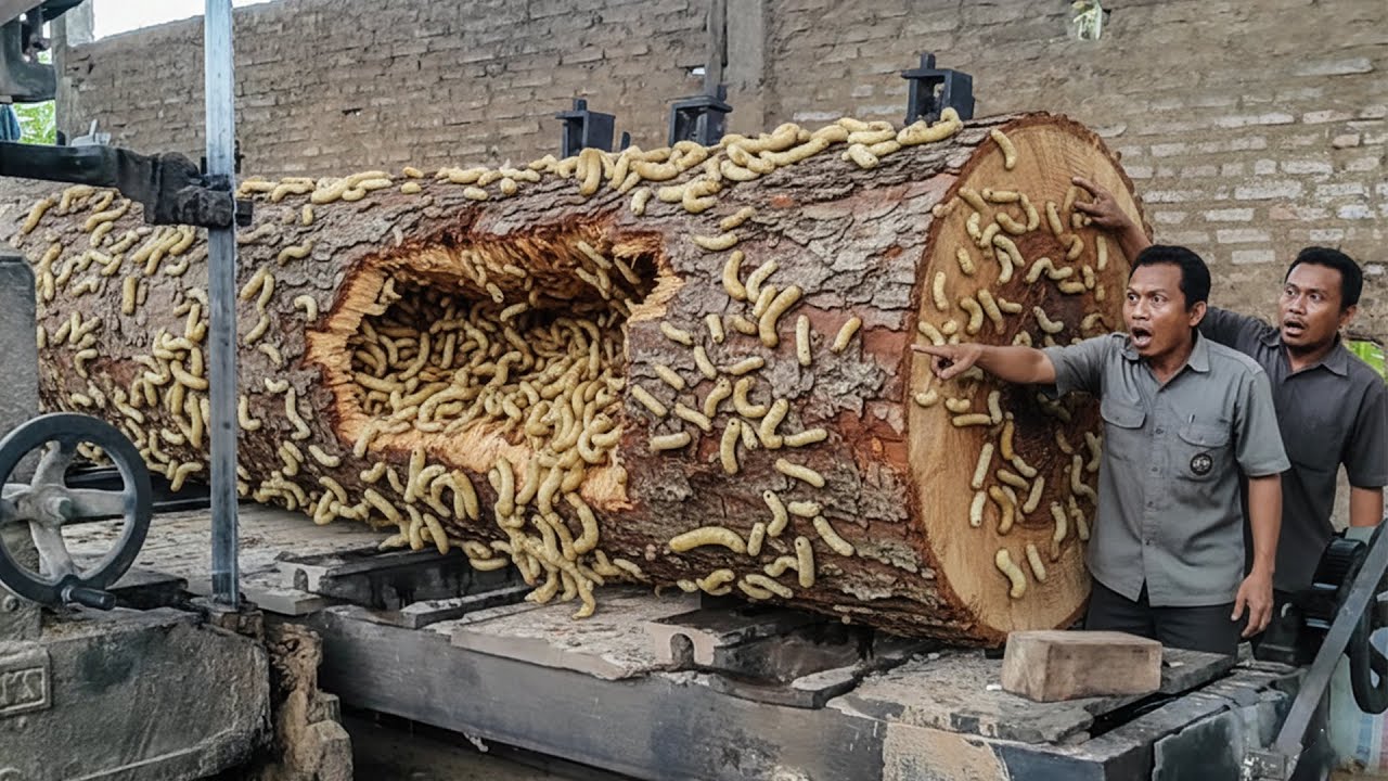 RISKING HIS LIFE!! The Most Dangerous Sawmill Job Cutting a Giant Tree ...