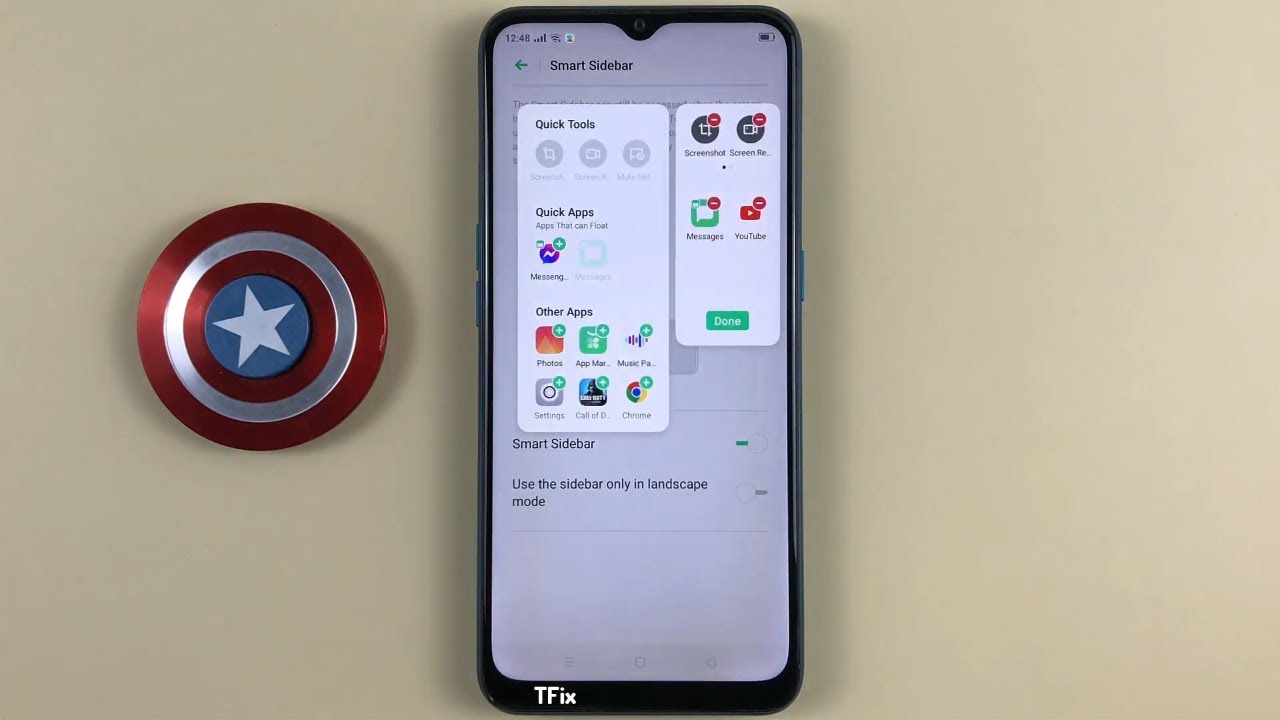 Smart Sidebar on OPPO A31 Android 9