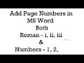 How to add Page No Roman and Numbers in MS Word l Page No in Roman letters and Numeric Word Docx