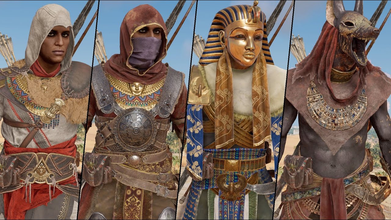 Assassin S Creed Origins All Outfits And Armor Upgrades Showcase