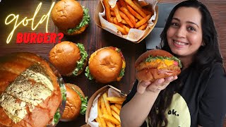 Trying BURGERS 🍔 & FRIES 🍟 from a NEW burger joint in Mumbai | Saw a ✨GOLD✨ burger for the 1st time!