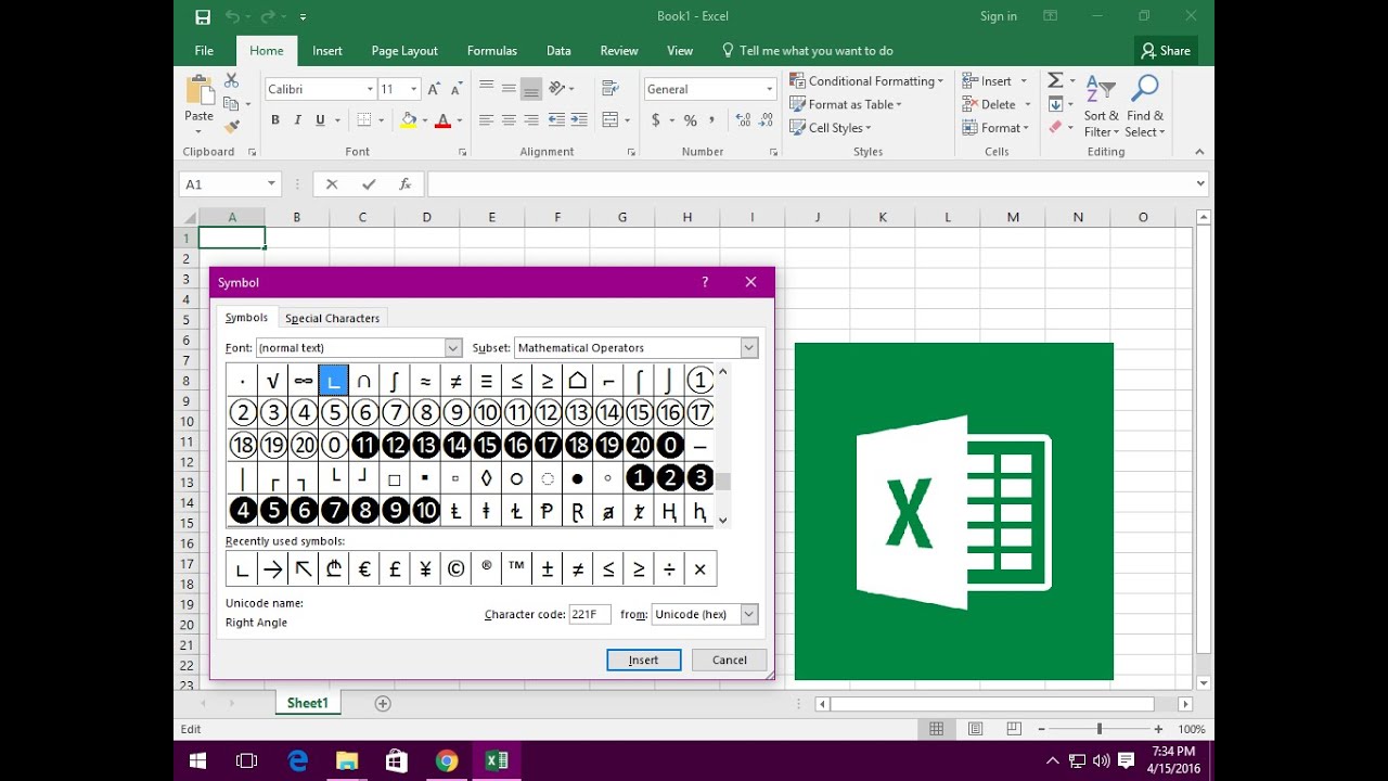 Ms excel shortcut key to insert symbol - YouTube