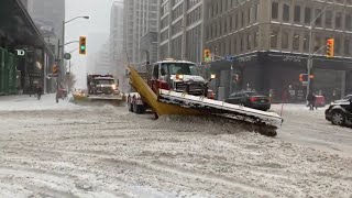 Snow Storm Clean Up Before Covid, Bloor Street Toronto  (Feb 2020)