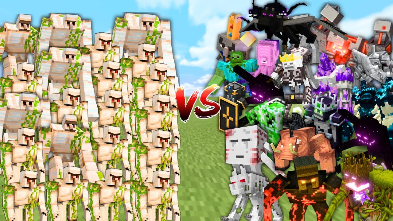 IRON GOLEMS vs OP BOSSES in Minecraft Mob Battle - YouTube